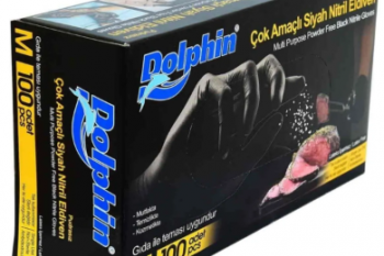 Dolphin 100 Lü Çok Amaçlı Pudrasız Nitril Eldiven Siyah M