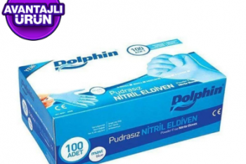 Dolphin 100 Lü Nitril Muayene Eld. Mavi M Pudrasız