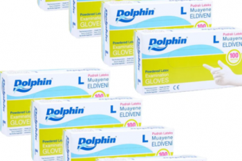 Dolphin Lateks Pudralı Eldiven L 10 Kutu100'lü Paket